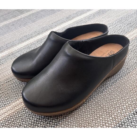 Softwalk Arvada Womens Clogs Sz 8.5WW Comfort Leather Slip-On Mule Shoes Black - Picture 2 of 6